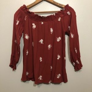 Ivory Love Off Shoulder Floral Blouse